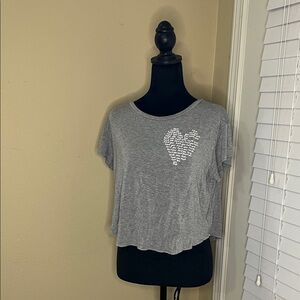 Hollister Gray Heart Graphic Crop Top